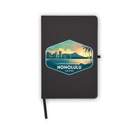 Honolulu Hawaii Travel Charm Notebook, Blank Pages, Faux Leather Cover, Planner, Journal, Workbook