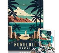Honolulu Hawaii Travel Jigsaw Puzzles for Adults 1000 Piece,Toys Educational Games Stress Relieving Suitable for Desktop Decoration 50x75cm