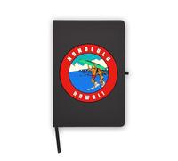 Honolulu Hawaii Travel Souvenir Trip Badge Notebook, Blank Pages, Faux Leather Cover, Planner, Journal, Workbook
