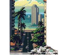 Honolulu Pixel Art Jigsaw Puzzles Puzzle for Adults Kids. 1000 Piece Impossible Challenge Toy Educational Games Home Decoration for Educational Games Gifts 1000pcs (38x26cm)
