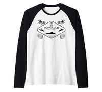 Honolulu Polynesia Sea Turtle Palms Hawaii South Seas Island Raglan Baseball Tee