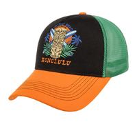 King Kerosin Men's Cap Trucker Cap Mesh Cap Honolulu Hawaii Tiki Embroidery Stitching Retro Vintage Tropical Snapback Surfer Cap Honolulu, black, One Size