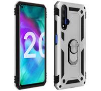 Honor 20 / Huawei Nova 5T Case Bi Material Rigid Soft Magnetic Ring Stand Silver