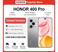 Original Global Version HONOR 400 Pro 5G Smartphone 200MP Camera Snapdragon 8 Gen 3 6.7'' AMOLED Screen 100W Wired 50W Wireless Lunar Grey