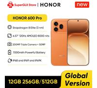 HONOR 600 Pro 5G Smartphone Global Version Snapdragon 8 Elite 6.57" AMOLED Display 200MP AI Camera 7000mAh 80W SuperCharge NFC 12G 512G GoldenWhite