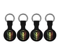 Honor And Respect Senegal Flag Funny GPS Cases Holder with Key Chain Ring Protective Cover Compatible with Airtag 4PCS