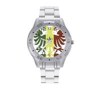 Honor and Respect Senegal Flag Men's Quartz Wrist Watches Fashion Casual Business Steel Band Wristwatch