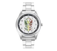 Honor and Respect Senegal Flag Quartz Watch for Men Stainless Steel Bands Classic Trendy Wristwatches Daily Business