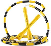 Honor Athletics 2.0 Beaded Jump Rope - Adjustable with Unbreakable Handles & Shatterproof Beads for Enhanced Fitness Training (Black and Yellow)