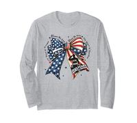 Honor Brave 250 Years Freedom Patriotic Bow Long Sleeve T-Shirt