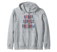Honor Courage Service Sacrifice Freedom Bravery Veterans Day Zip Hoodie
