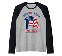 Honor Freedom 250th USA Anniversary Soldier Flag Raglan Baseball Tee