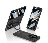 Honor Magic V5 Case Front Screen Protector, Hinge Protection, All-Inclusive Rugged Cover, Magnetic Slim Case, 360° Rotatable Ring Stand (Black)