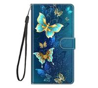Honor Magic6 Pro Case, 3D Painted Flip Premium Wallet Phone Case Shockproof PU Leather Slim Magnet Protective Cover for Honor Magic6 Pro with Kickstand Card Holder, Gold butterfly