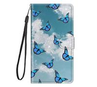 Honor Magic6 Pro Case, 3D Painted Flip Premium Wallet Phone Case Shockproof PU Leather Slim Magnet Protective Cover for Honor Magic6 Pro with Kickstand Card Holder, Blue Butterfly