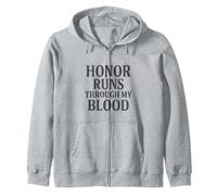 Honor Runs Through My Blood. Vintage Military Style. Zip Hoodie
