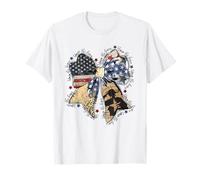 Honor the Brave Patriotic Bow USA Flag Soldier Memorial Girl T-Shirt