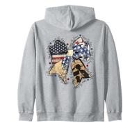 Honor the Brave Patriotic Bow USA Flag Soldier Memorial Girl Zip Hoodie
