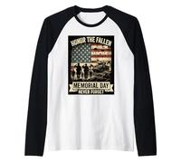 Honor The Fallen Brave Heroes Memorial Day Patriotic Tribute Raglan Baseball Tee
