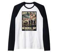 Honor The Fallen Memorial Day Never Forget Veterans Tribute Raglan Baseball Tee