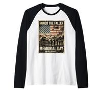 Honor The Fallen Memorial Day Never Forget Veterans Tribute Raglan Baseball Tee