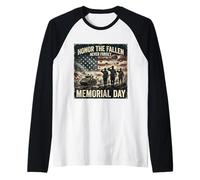 Honor The Fallen Memorial Day Never Forget Veterans Tribute Raglan Baseball Tee