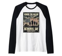 Honor The Fallen Memorial Day Never Forget Veterans Tribute Raglan Baseball Tee