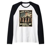 Honor The Fallen Memorial Day Never Forget Veterans Tribute Raglan Baseball Tee