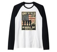 Honor The Fallen Memorial Day Never Forget Veterans Tribute Raglan Baseball Tee