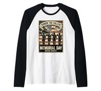 Honor The Fallen Memorial Day Never Forget Veterans Tribute Raglan Baseball Tee