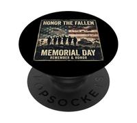 Honor The Fallen Memorial Day Veterans Never Forget US flag PopSockets Adhesive PopGrip