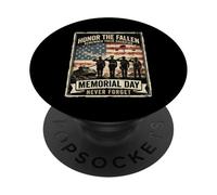 Honor The Fallen Memorial Day Veterans Never Forget US flag PopSockets Adhesive PopGrip