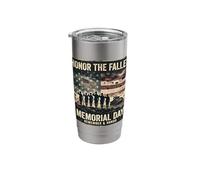 Honor The Fallen Memorial Day Veterans Never Forget US Flag Stainless Steel Insulated Tumbler