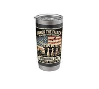 Honor The Fallen Memorial Day Veterans Never Forget US Flag Stainless Steel Insulated Tumbler