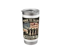 Honor The Fallen Memorial Day Veterans Never Forget US Flag Stainless Steel Insulated Tumbler