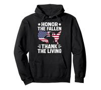 Honor The Fallen Thank The Living American Flag Veteran Pullover Hoodie