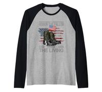Honor The Fallen Thank The Living American Flag Vintage Raglan Baseball Tee