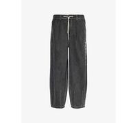 Honor the Gift Mens Black Twill Brand-embroidered Wide-leg Denim Trousers S