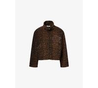 Honor The Gift Mens Honor The Gift Leopard-Print High-Neck Fleece Jacket Leopard XL