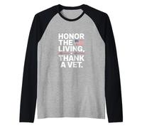 Honor the Living Thank a Vet Veterans Day Raglan Baseball Tee