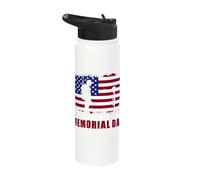 Honor The Sacrifice Memorial Day USA Flag Grunge Stainless Steel Insulated Water Bottle