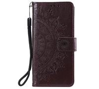 Honor X6A Case, Protective Honor X6A Wallet Phone Case Flip Shockproof PU Leather Card Holder Mandala Magnetic Stand Cover for Honor X6A, Dark Coffee