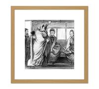 Honore Daumier Twinkling Eye Bus Overflowing 8X8 Inch Square Wooden Framed Wall Art Print Picture with Mount Artery8 Light Oak One Size