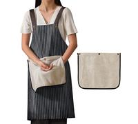 HonorHut Black Striped Aprons with Hand Towel Waterproof Cross Back Apron Outdoor Indoor Cooking Baking Panting Gardening