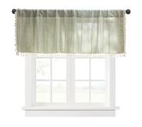 HonorHut Boho Curtains with Tassel Crochet Panel Curtain Vintage Room Decor Country House Style, Green 132 cm×61 cm
