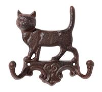 HonorHut Cat Double Hooks with Screws Rustic Heavy Duty Wall Hooks Vintage Decorative Back Door Key Hangers