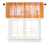 HonorHut Decorative Short Curtains with Tassel Boho Woven Kitchen Curtains Country House Style, Orange 132 cm×61 cm
