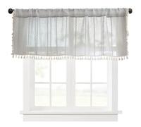 HonorHut Elegant Boho Curtain with Tassel Crochet Woven Semi-Transparent Panel Curtains Children’s Room, Grey 132 cm×45 cm