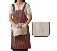 HonorHut Hand Towel Aprons for Men Women Striped Cross Back Apron Khaki Anti-Oil Waterproof Kitchen Linen