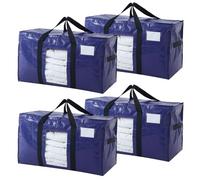 HonorHut Navy Storage Bag 100 L 4 Pack Water Resistant Moving Bag with Zip Lid Handles Clear Window